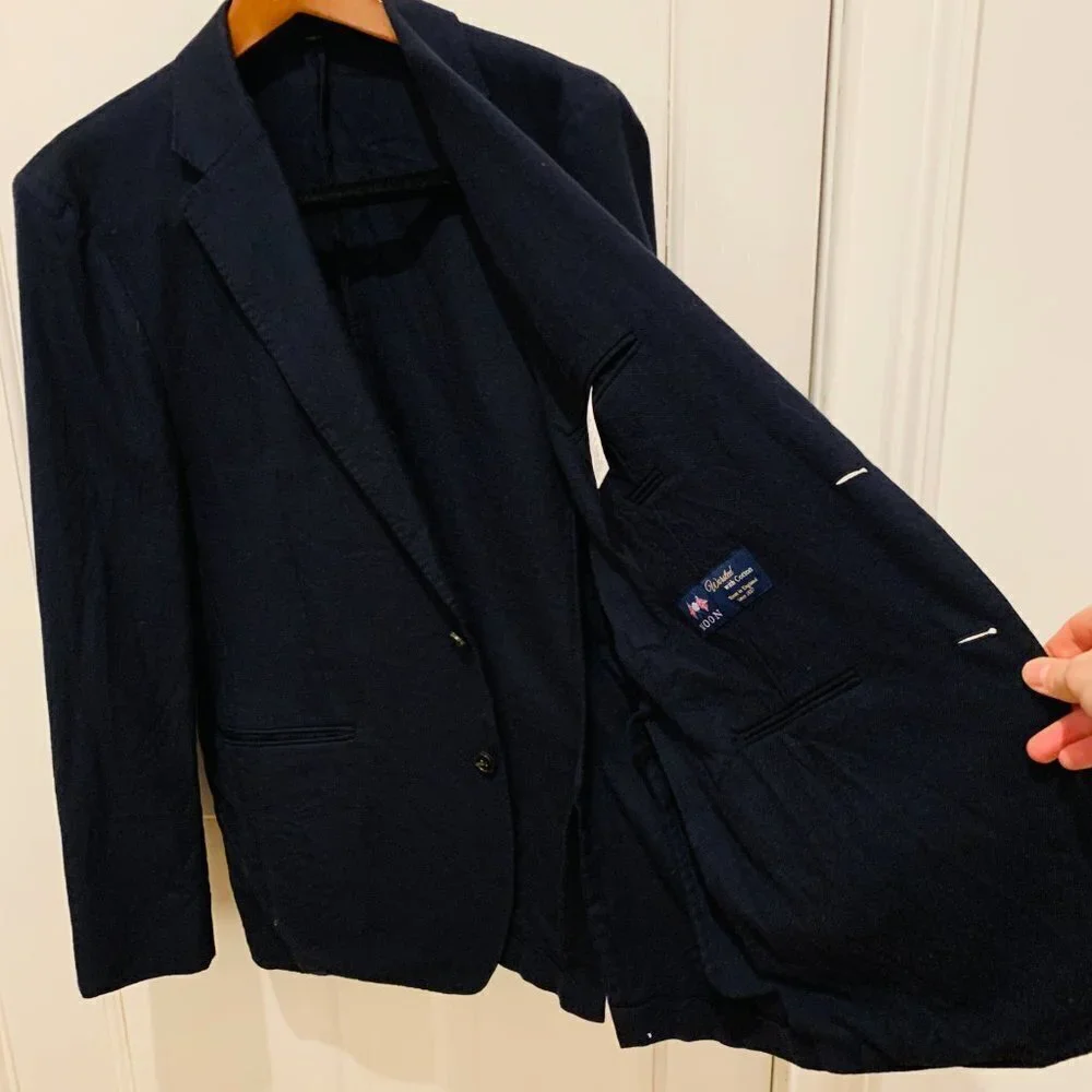 J Crew Ludlow Men's Suit 42 R Slim Dark Navy Wool Jacket Sport Coat Blazer